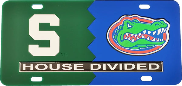 Michigan State + Florida House Divided Split License Plate Tag [Green/Blue]