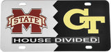 Mississippi State + Georgia Tech House Divided Split License Plate Tag [Silver/Black]