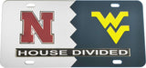 Nebraska + West Virginia House Divided Split License Plate Tag [Silver/Blue]