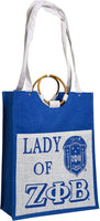 Zeta Phi Beta Lady Pocket Jute Bag [Blue/White]