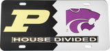Purdue + Kansas State House Divided Split License Plate Tag [Silver/Black]