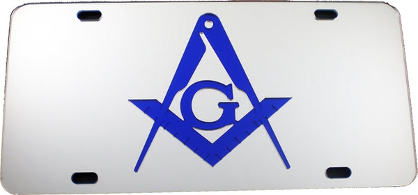 Mason Inlaid Color Mirror License Plate [Silver/Blue]