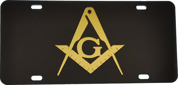 Mason Inlaid Color Mirror License Plate [Black/Gold]