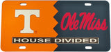 Tennessee + Mississippi House Divided Split License Plate Tag [Orange/Navy Blue]