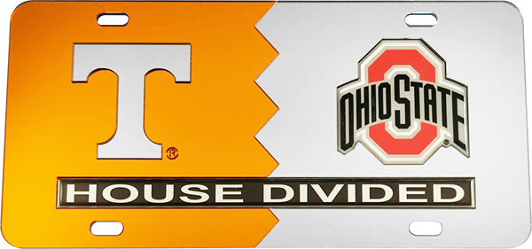 Tennessee + Ohio State House Divided Split License Plate Tag [Orange/Silver]