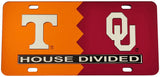 Tennessee + Oklahoma House Divided Split License Plate Tag [Orange/Red]