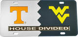 Tennessee + West Virginia House Divided Split License Plate Tag [Silver/Blue]