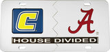 Tennessee At Chattanooga (UTC) + Alabama House Divided Split License Plate Tag [Silver/Silver]
