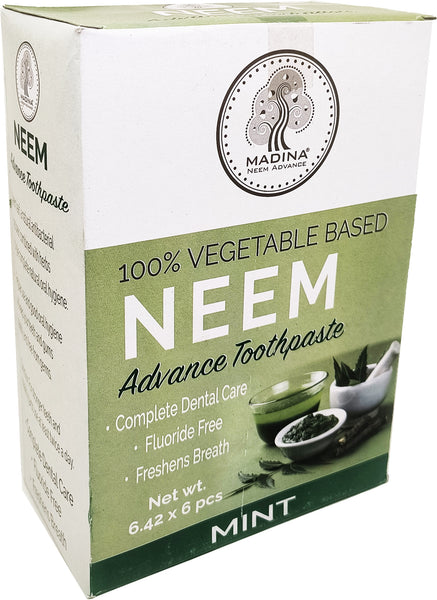 Madina Neem 100% Vegetable Base Natural Mint Toothpaste [Pre-Pack - White - 6.42 oz.]