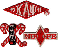 Kappa Alpha Psi 3-Pack B Embroidered Stick-On Applique Patches [Red]