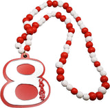 Kappa Alpha Psi Wood Color Bead Tiki Line #8 Medallion [Red/White]