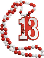 Kappa Alpha Psi Wood Color Bead Tiki Line #13 Medallion [Red/White]