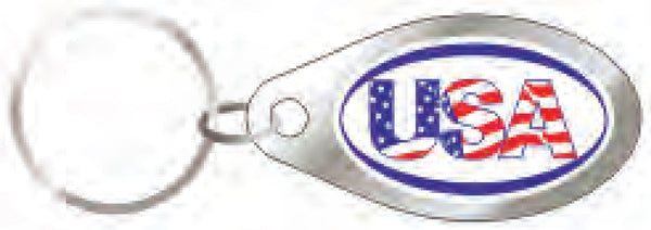 United States Flag Domed USA Mirror Keychain [Silver]