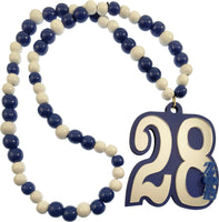 Zeta Phi Beta Wood Color Bead Tiki Line #28 Medallion [Blue/White]