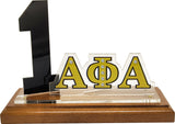 Alpha Phi Alpha Acrylic Desktop Line #1 With Wooden Base [Brown]