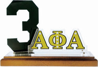 Alpha Phi Alpha Acrylic Desktop Line #3 With Wooden Base [Brown]