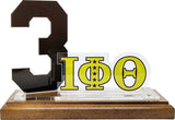 Iota Phi Theta Acrylic Desktop Line #3 With Wooden Base [Brown]