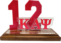 Kappa Alpha Psi Acrylic Desktop Line #12 With Wooden Base [Brown]