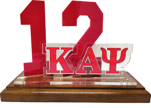Kappa Alpha Psi Acrylic Desktop Line #12 With Wooden Base [Brown]