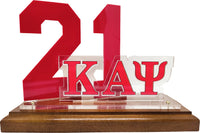 Kappa Alpha Psi Acrylic Desktop Line #21 With Wooden Base [Brown]