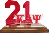 Kappa Alpha Psi Acrylic Desktop Line #21 With Wooden Base [Brown]
