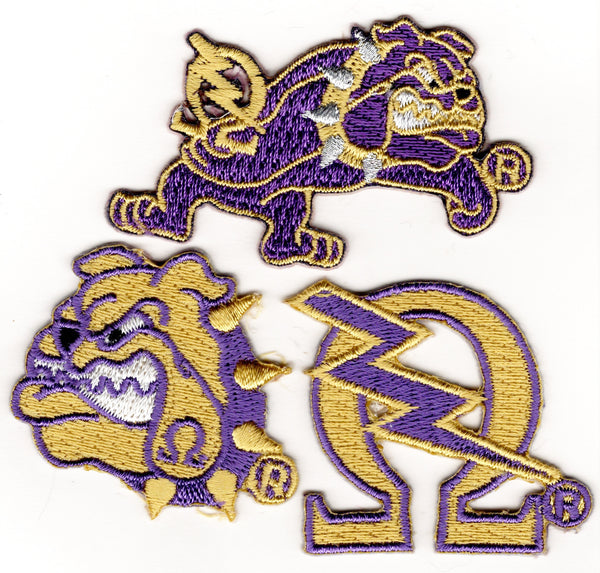 Omega Psi Phi 3-Pack B Embroidered Stick-On Applique Patches [Gold - 2"]