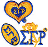 Sigma Gamma Rho 3-Piece Set B Embroidered Stick-On Applique Patches [Gold]