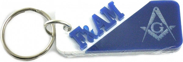 Prince Hall Mason F&AM Split Symbol Key Chain [White/Blue]
