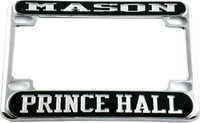 Mason Prince Hall Motorcycle License Plate Frame [Motorcycle Frame - Black/Silver]