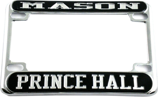 Mason Prince Hall Motorcycle License Plate Frame [Motorcycle Frame - Black/Silver]