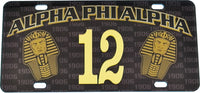 Alpha Phi Alpha Printed Line #12 License Plate [Black]