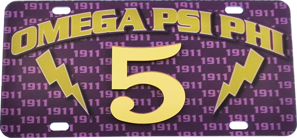 Omega Psi Phi Printed Line #5 License Plate [Purple]