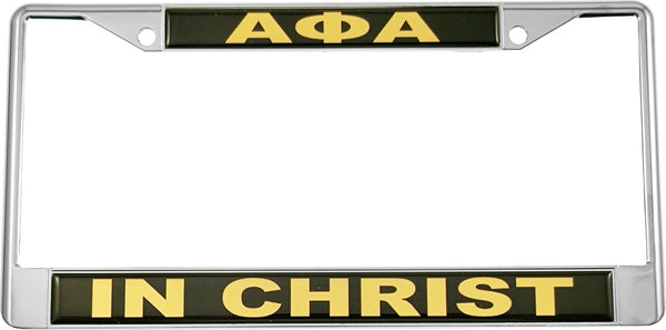 Alpha Phi Alpha In Christ Domed License Plate Frame [Silver]