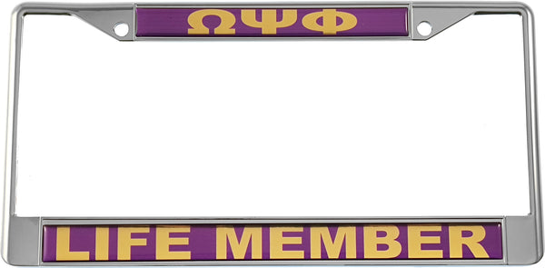 Omega Psi Phi Life Member Domed License Plate Frame [Silver]