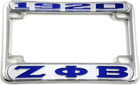 Zeta Phi Beta 1920 Motorcycle License Plate Frame [Motorcycle Frame - Silver/Blue]