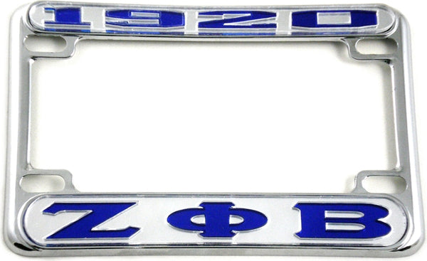 Zeta Phi Beta 1920 Motorcycle License Plate Frame [Motorcycle Frame - Silver/Blue]