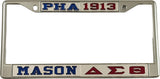 Mason - PHA + Delta Sigma Theta Split License Plate Frame [Silver Standard Frame - Silver/Blue/Silver/Red]
