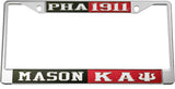 Mason - PHA + Kappa Alpha Psi Split License Plate Frame [Silver Standard Frame - Black/Silver/Red/Silver]