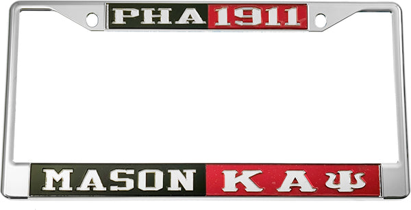 Mason - PHA + Kappa Alpha Psi Split License Plate Frame [Silver Standard Frame - Black/Silver/Red/Silver]