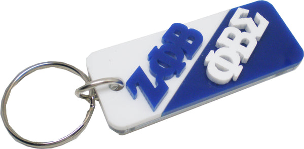 Zeta Phi Beta + Phi Beta Sigma Two Group Split Key Chain [White/Blue]