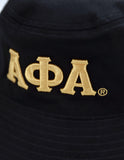 Big Boy Alpha Phi Alpha Divine 9 S145 Reversible Mens Bucket Hat [Black/Old Gold]