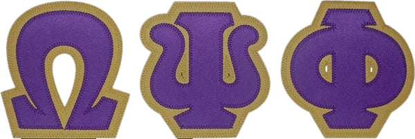 Omega Psi Phi Satin Tackle Twill Letters Iron-On Patch Set [Purple]