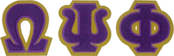 Omega Psi Phi Chenille Letters Iron-On Patch Set [Purple]