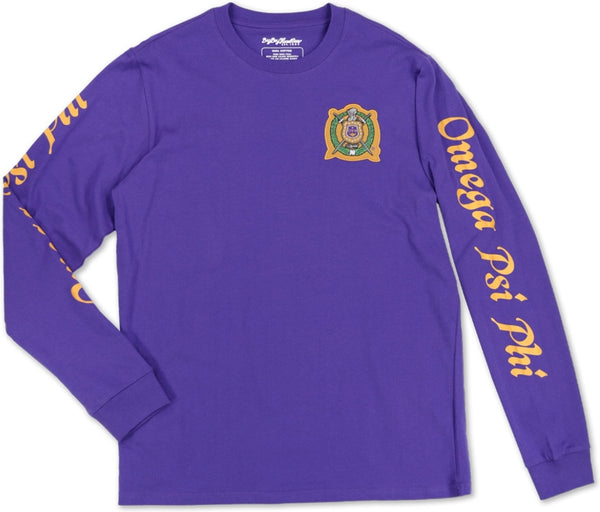 Big Boy Omega Psi Phi Divine 9 S4 Mens Long Sleeve Tee [Purple]