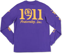 Big Boy Omega Psi Phi Divine 9 S4 Mens Long Sleeve Tee [Purple]
