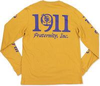 Big Boy Omega Psi Phi Divine 9 S4 Mens Long Sleeve Tee [Gold]