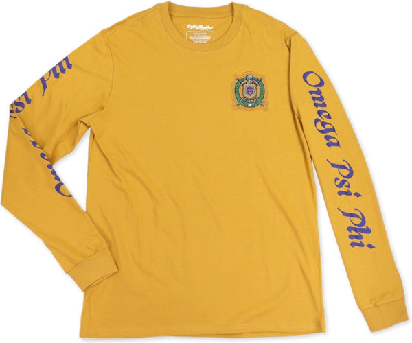 Big Boy Omega Psi Phi Divine 9 S4 Mens Long Sleeve Tee [Gold]