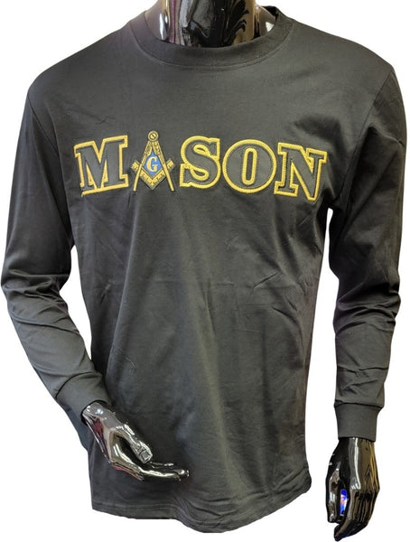Buffalo Dallas Mason Embroidered T-Shirt [Black - Long Sleeve]