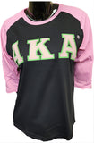 Buffalo Dallas Alpha Kappa Alpha Baseball T-Shirt [3/4 Sleeve - Black]