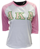 Buffalo Dallas Alpha Kappa Alpha Baseball T-Shirt [3/4 Sleeve - White]